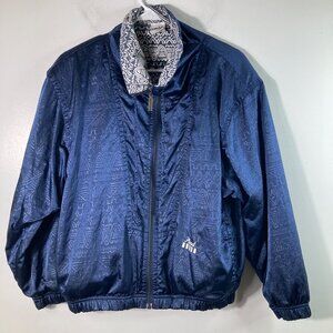 Womens Vintage Head Nylon Zip Lined Jacket Insulated Shoulders Navy White S